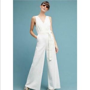Anthropologie Chino scalloped jumpsuit
